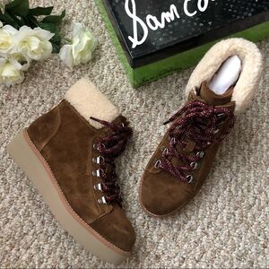 Sam Edelman Franc Lace Up Hiker Boots Size 6 Platform Shearling NEW Gorpcore